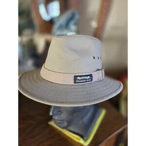NWT Original Panama Jack Outback Mens Kaki Canvas Fedora Sun Hat Medium